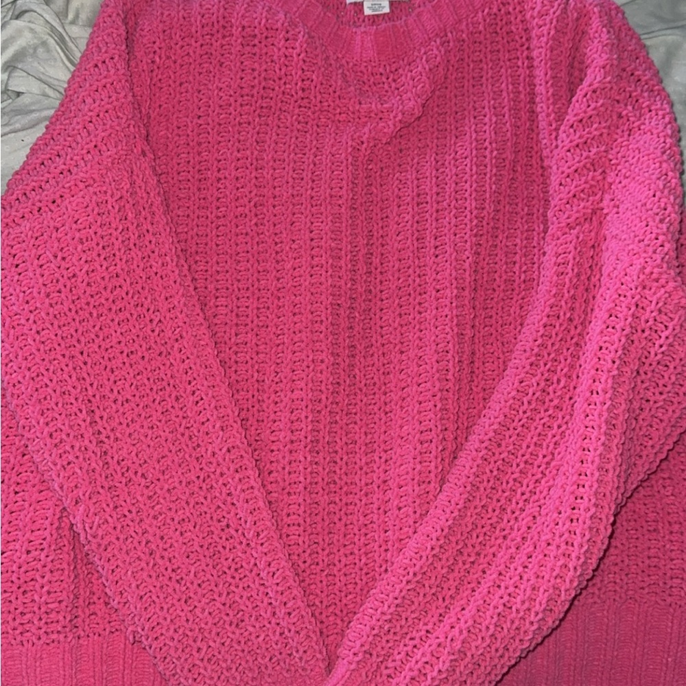 American Eagle Outfitters Bright Pink Crew Neck Sweater